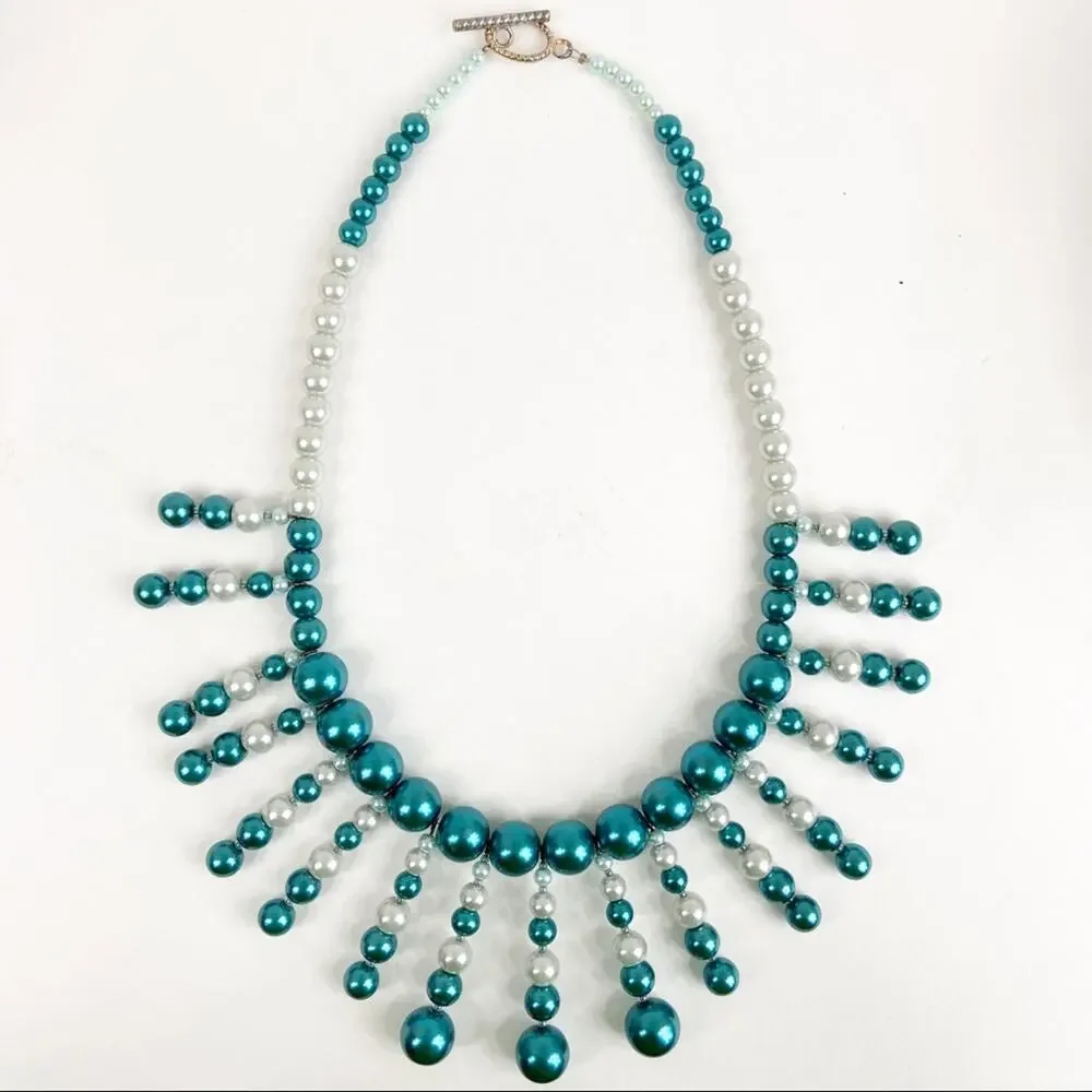 Faux Pearl Bib Statement Necklace